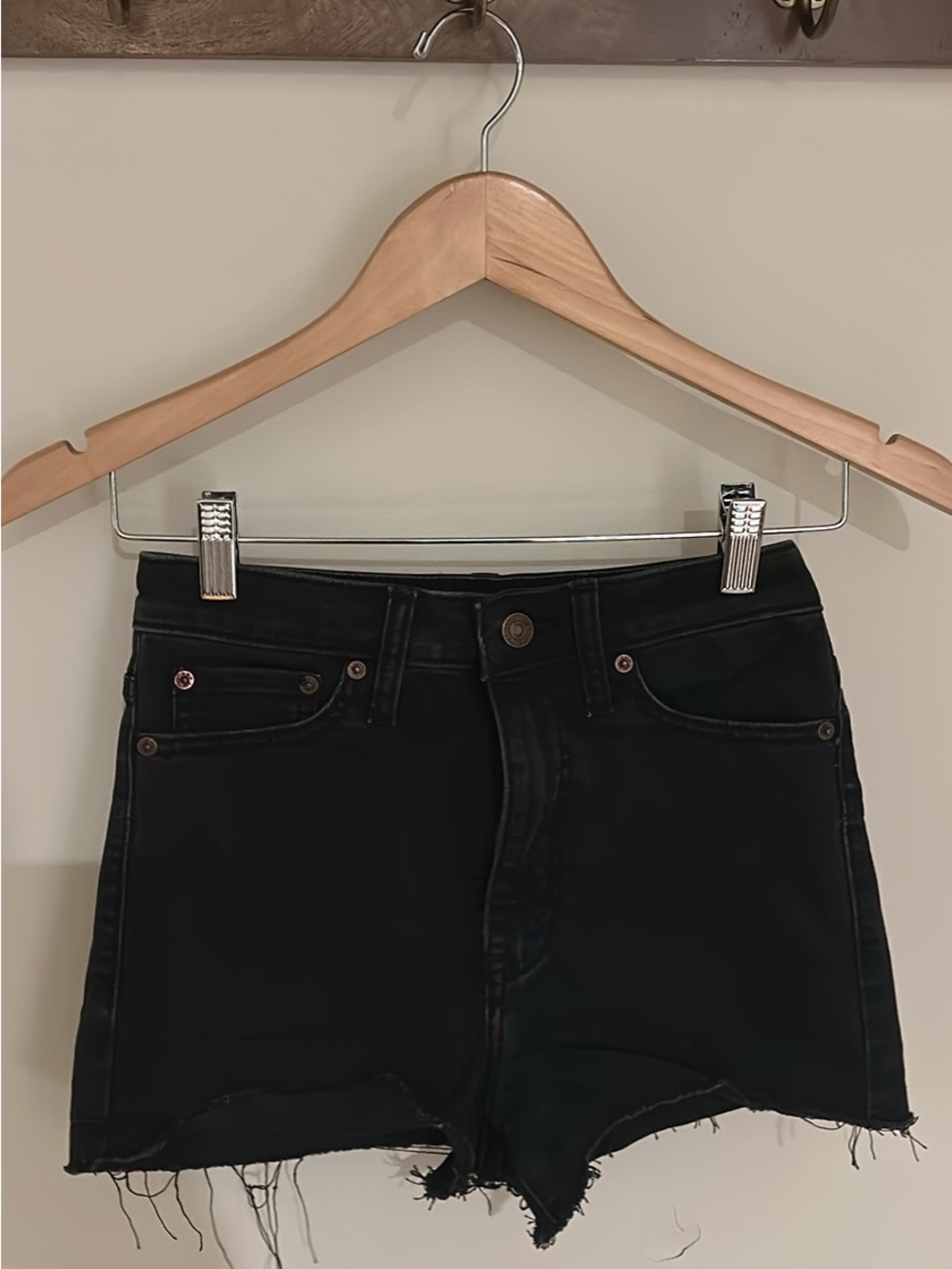 Abercrombie & Fitch Black High-Rise Denim Shorts